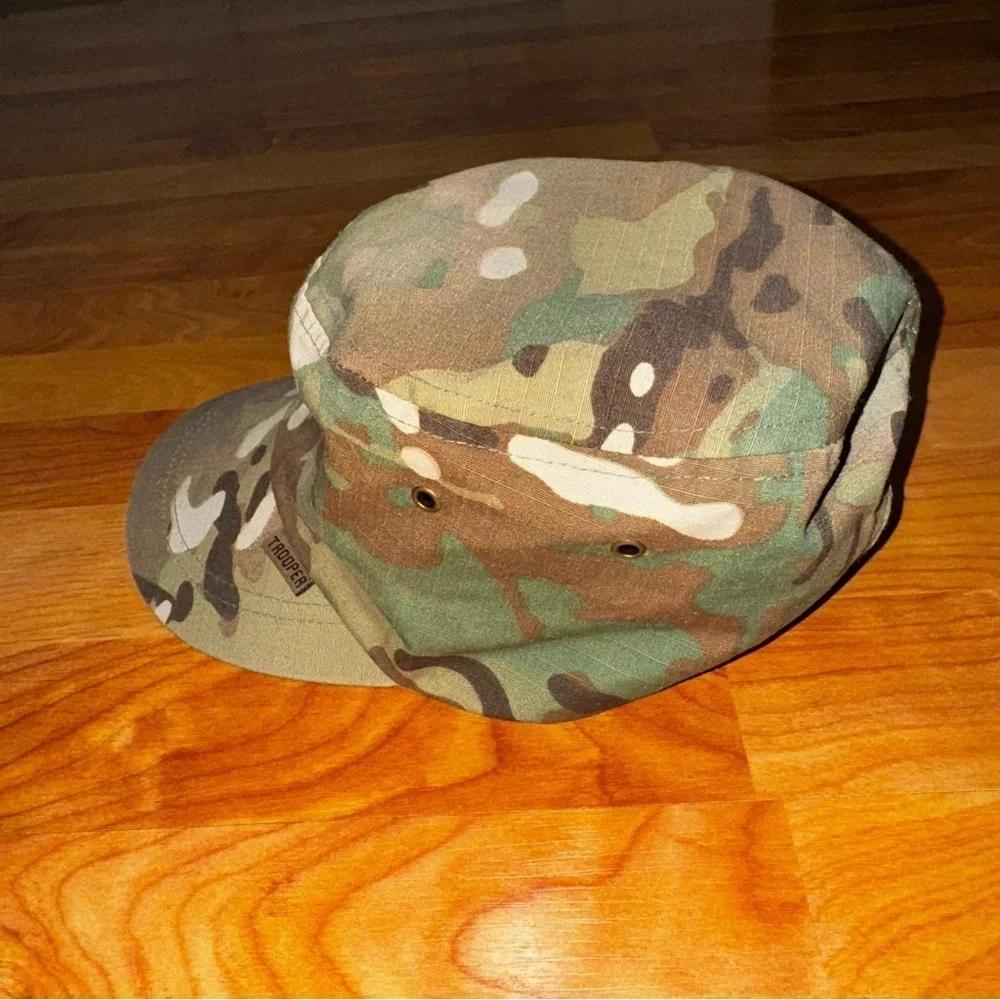 Military Camo Trooper Hat Cap Cotton Blend Childrens One Size Fits All Strapback